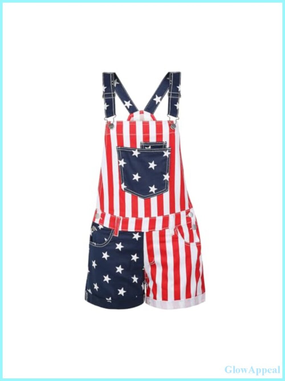 Patriotic Women's Denim Overall Jumpsuit Sleeveless Adjustable Straps